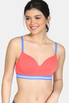 Zivame Sporty Twist Padded Non Wired 3/4th Coverage T-Shirt Bra - Georgia Peach — thumbnail 1